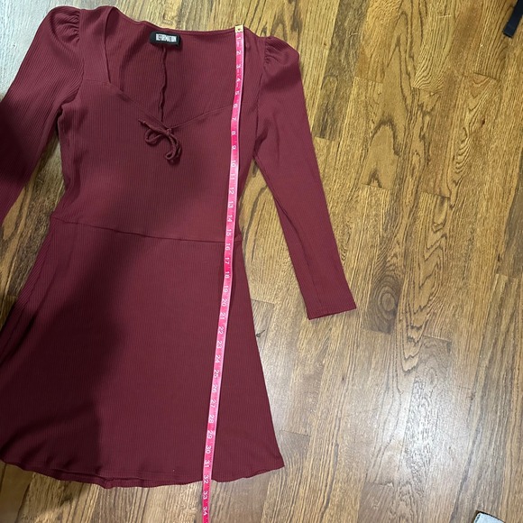 Reformation Annabella Ribbed Knit Long Sleeve Mini Dress Tie Front Size  Large - Picture 9 of 12